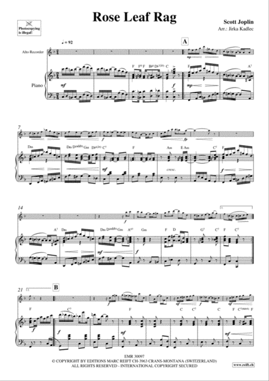 Rose Leaf Rag Alto Recorder scores gallery preview page 4