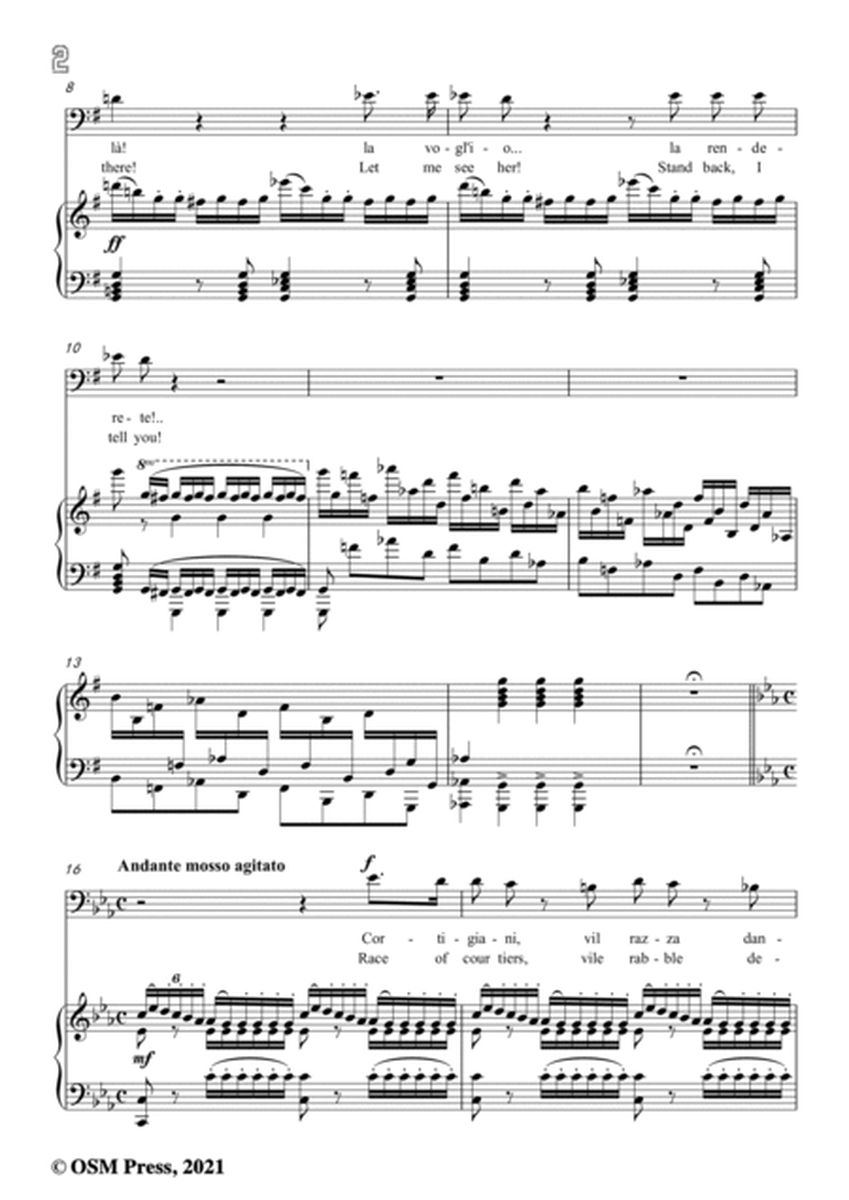 Verdi-Cortigiani,vil razza,in e minor,from Rigoletto(Melodramma in tre atti),for Voice and Piano