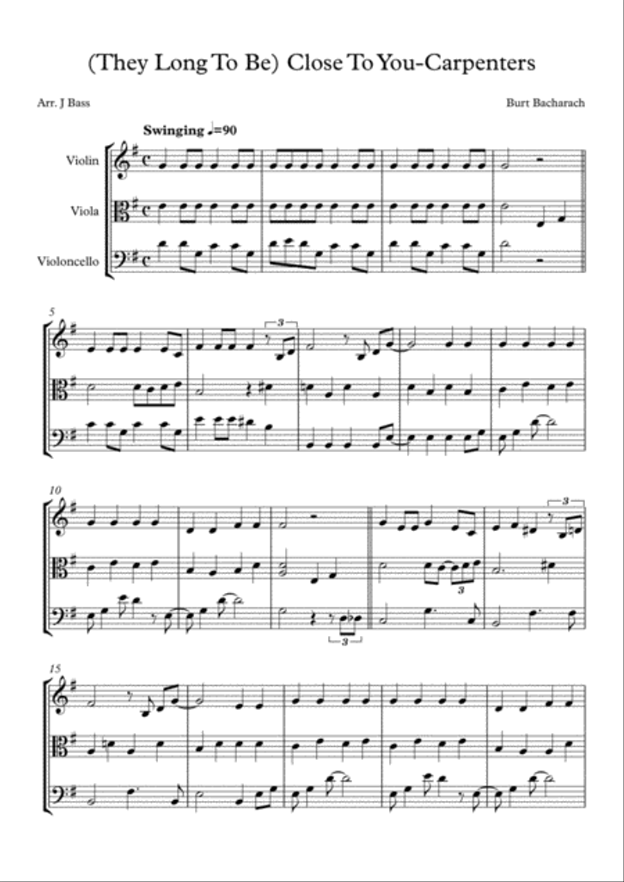 Close To You String Trio scores gallery preview page 1