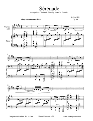Book cover for Fauré: Sérénade Op. 98 for Clarinet & Piano