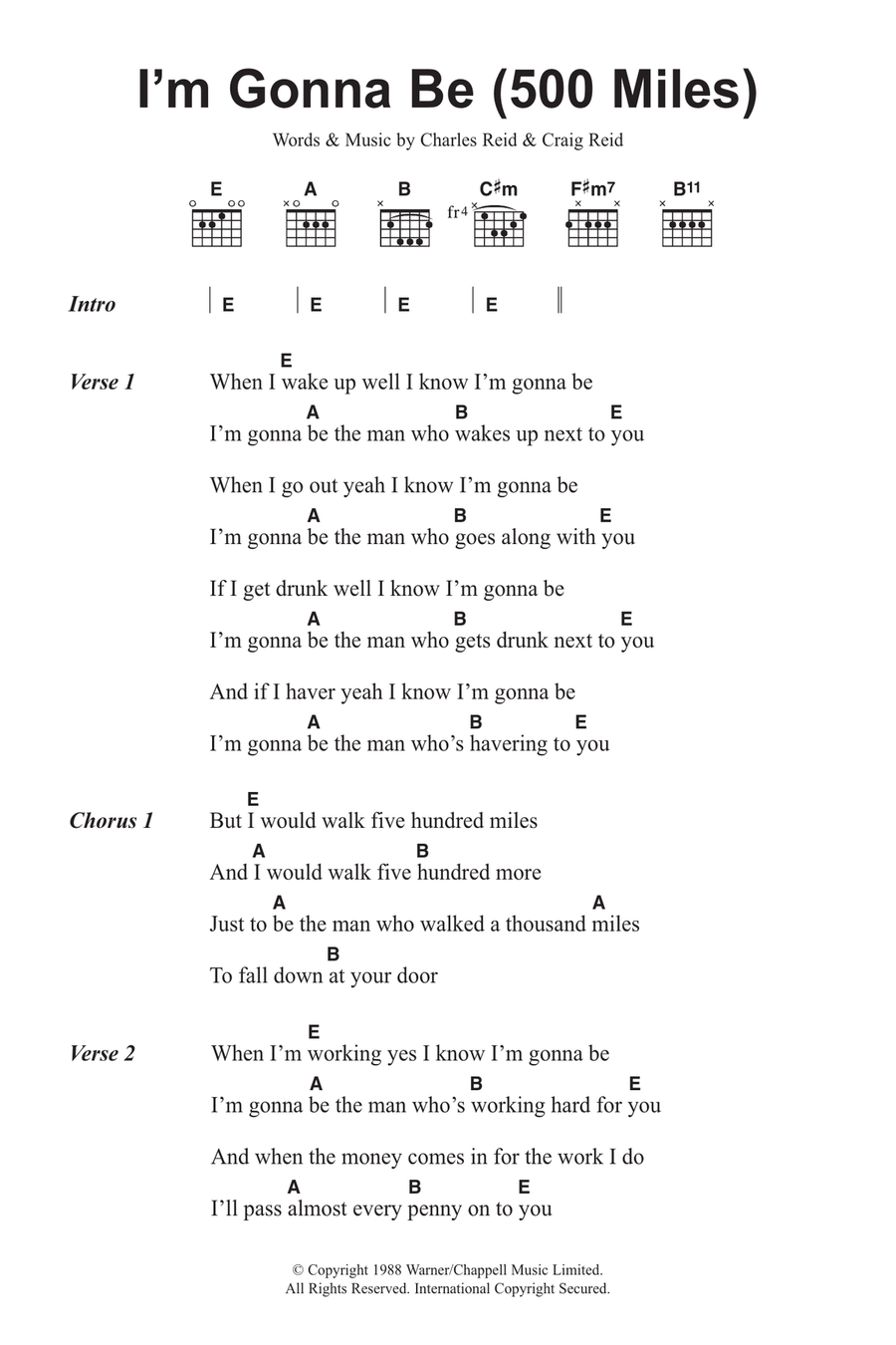 I'm Gonna Be (500 Miles) Acoustic Guitar scores gallery preview page 1