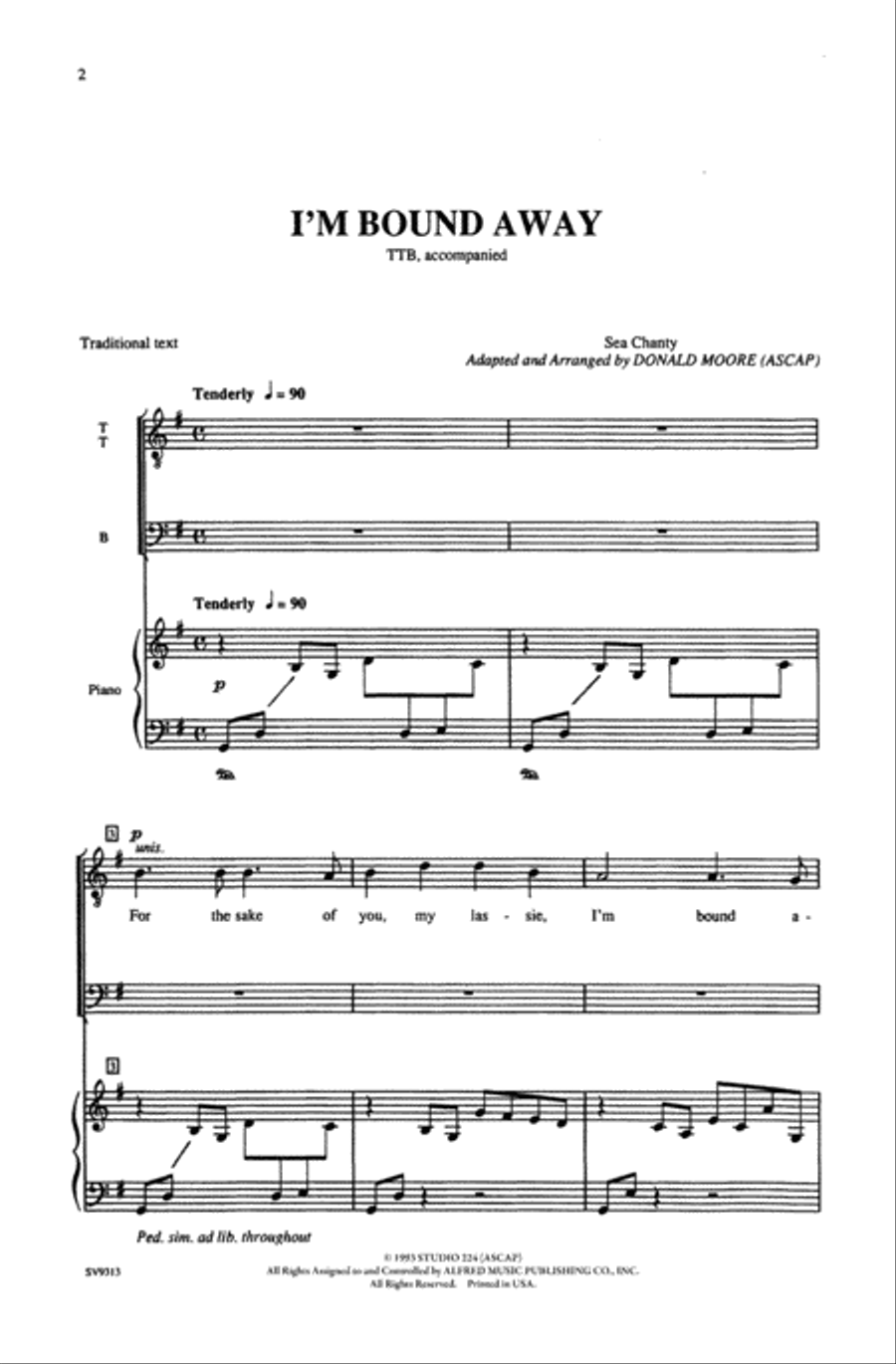 I'm Bound Away Men's Choir scores gallery preview page 2