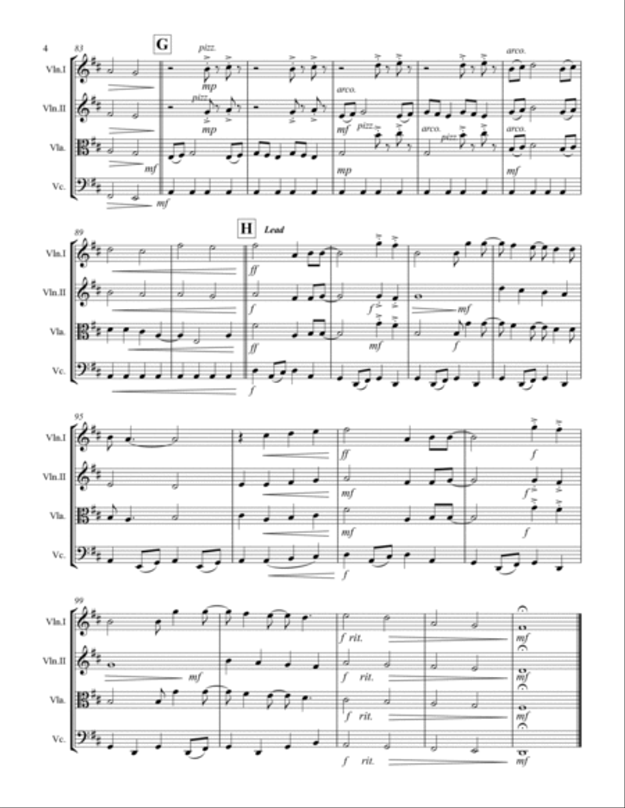 Sweet Caroline String Quartet scores gallery preview page 5