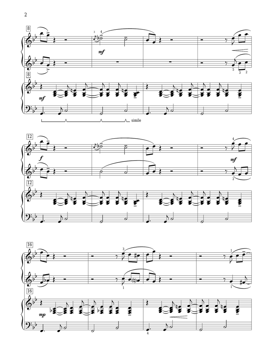 Orange Flames At Night (Hot Night) Easy Piano scores gallery preview page 2