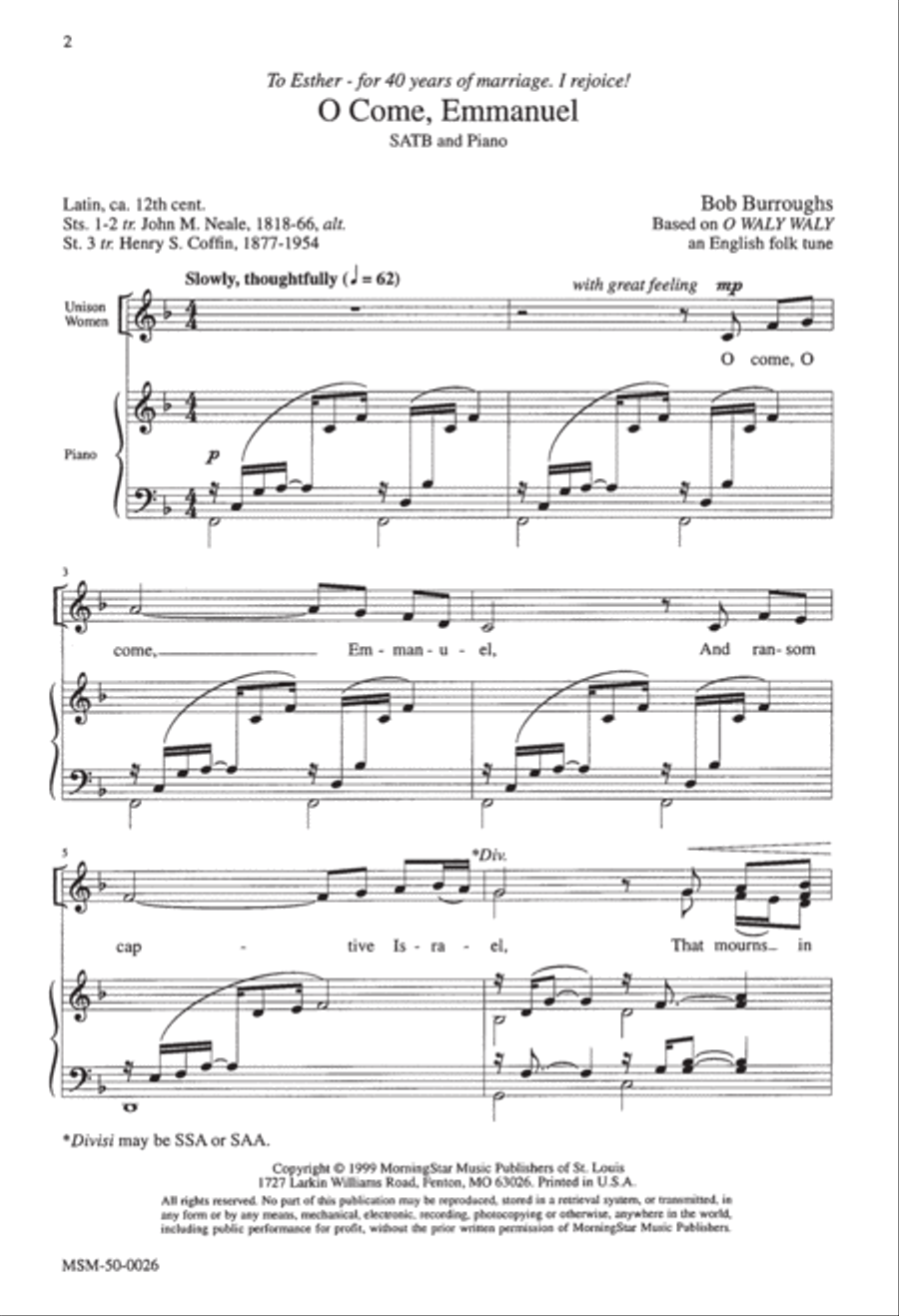 O Come, Emmanuel 4-Part scores gallery preview page 1
