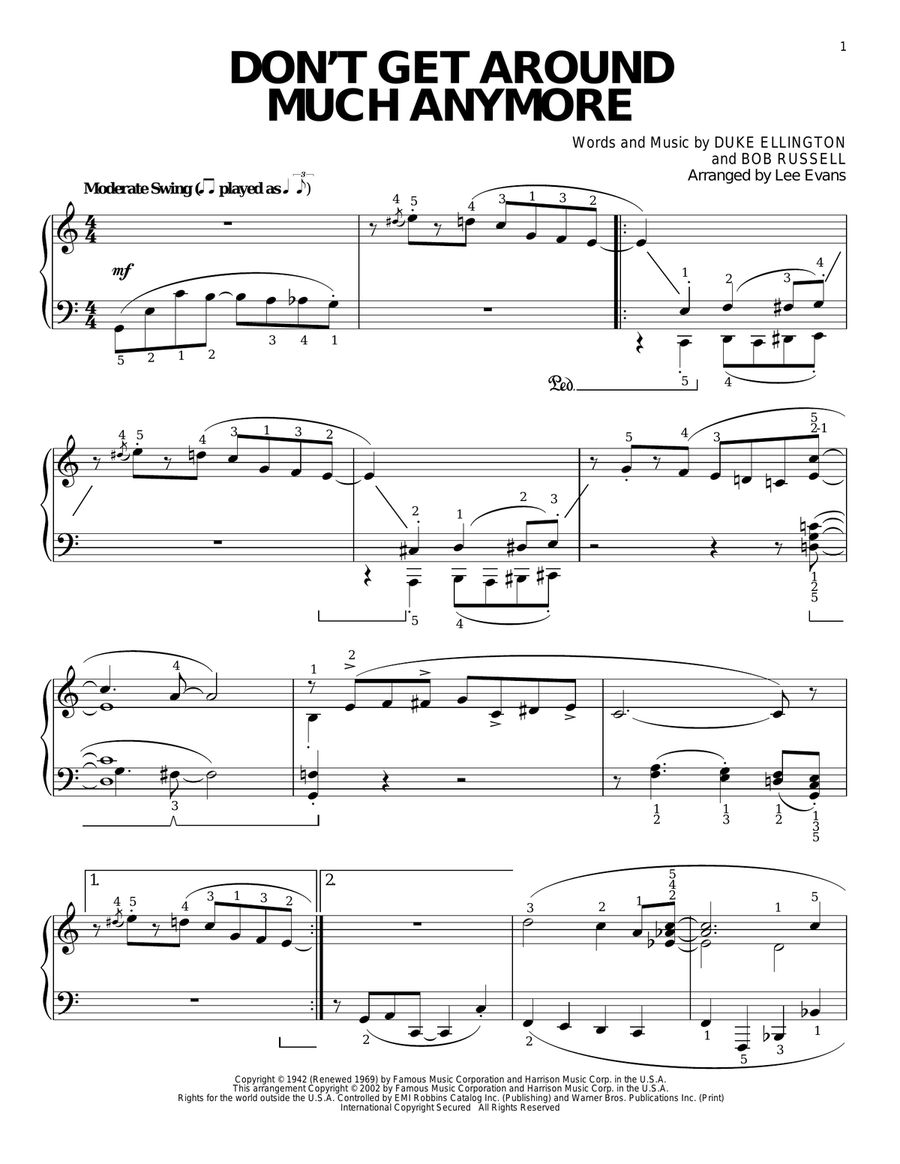 Don't Get Around Much Anymore Piano Solo scores gallery preview page 1