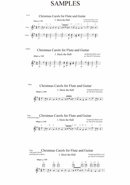 Christmas Carols for flute and guitar No 3 Deck the Hall image number null