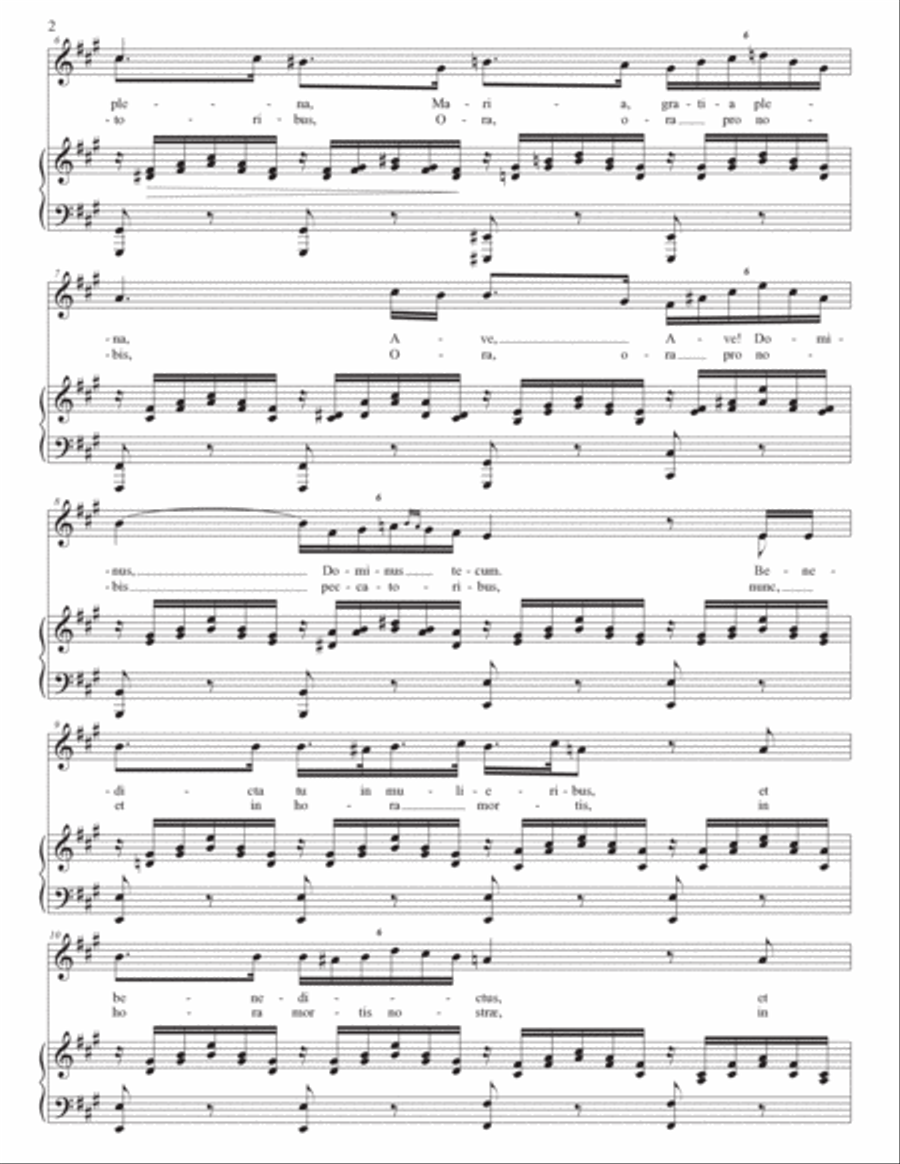 SCHUBERT: Ave Maria, D. 839 (transposed to A major and A-flat major) Voice scores gallery preview page 3