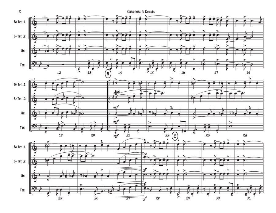 Christmas Is Coming from A CHARLIE BROWN CHRISTMAS Brass Ensemble scores gallery preview page 3