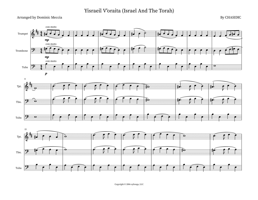 Yisraeil V'oraita (Israel And The Torah) Small Ensemble scores gallery preview page 1