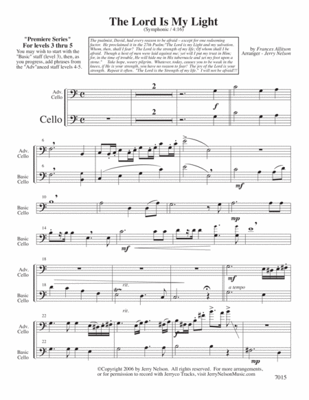 The Lord Is My Light (Arrangements Level 3-5 for CELLO + Written Acc) Hymns image number null