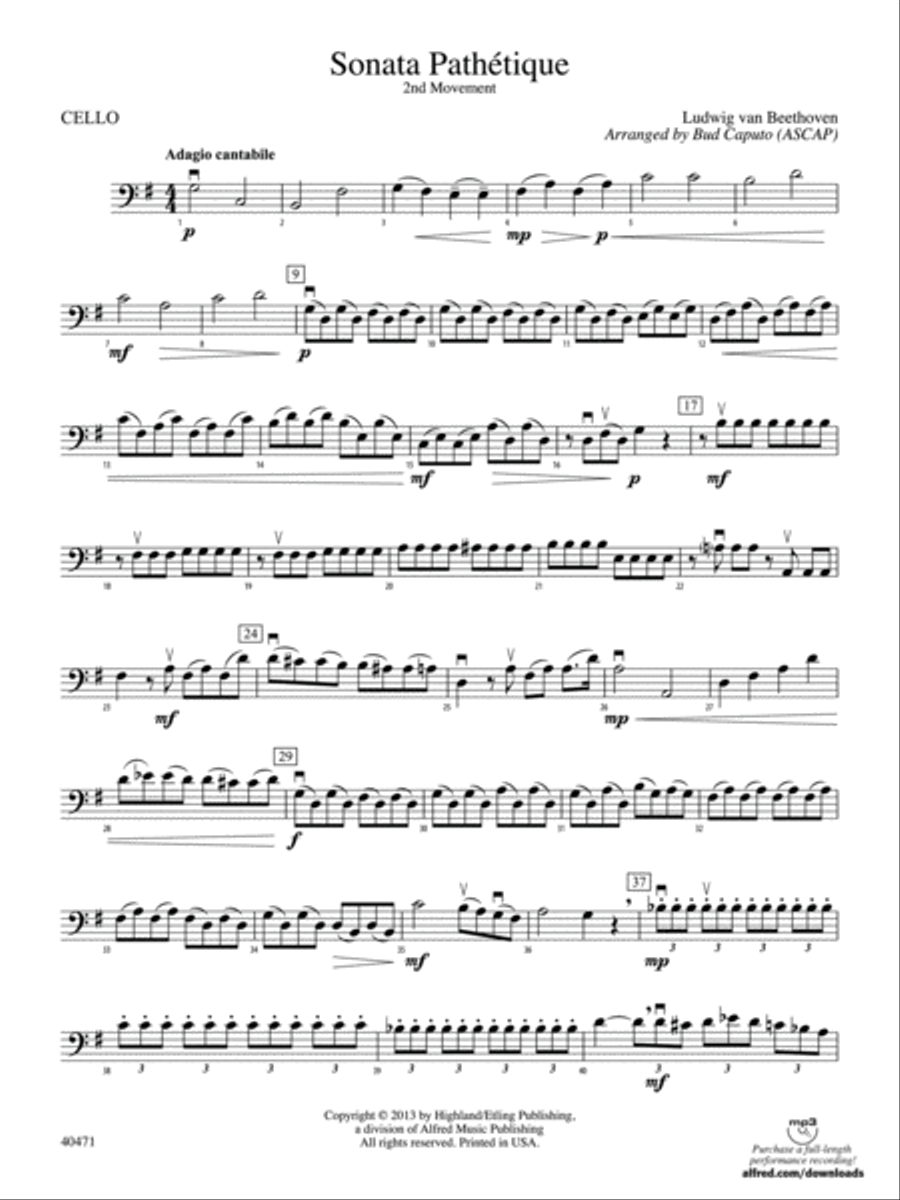 Sonata Pathetique: Cello String Orchestra scores gallery preview page 1