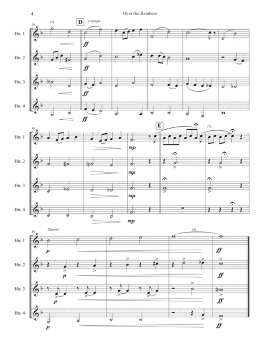 Over The Rainbow (from The Wizard Of Oz) Brass Quartet scores gallery preview page 4