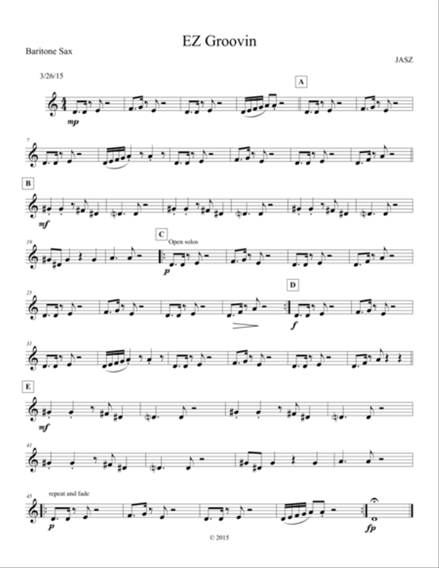 EZ Groovin - bari sax Small Ensemble scores gallery preview page 1