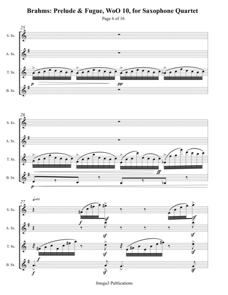 Brahms: Prelude & Fugue, WoO 10, for Saxophone Quartet image number null