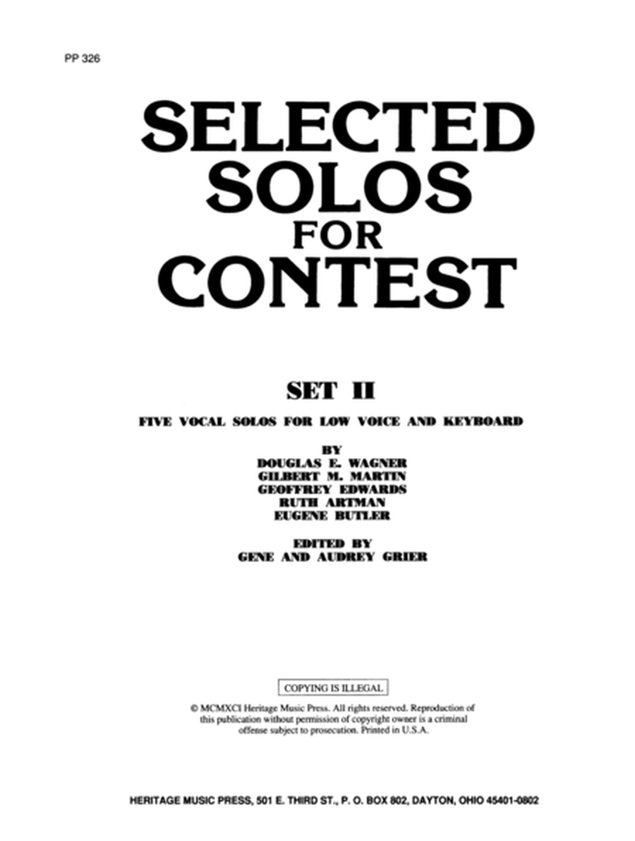 Selected Solos for Contest, Set II - Low Voice