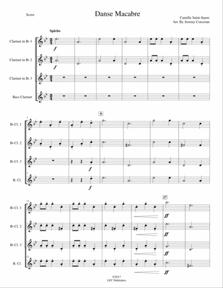 Danse Macabre for Clarinet Quartet Clarinet Quartet scores gallery preview page 2