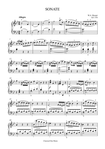 Mozart-Piano Sonata No.17 in B-flat major, K.570 image number null