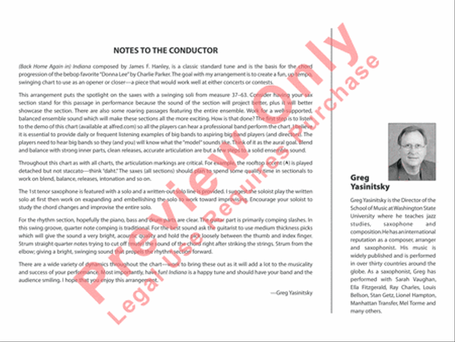 (Back Home Again In) Indiana Jazz Ensemble scores gallery preview page 3