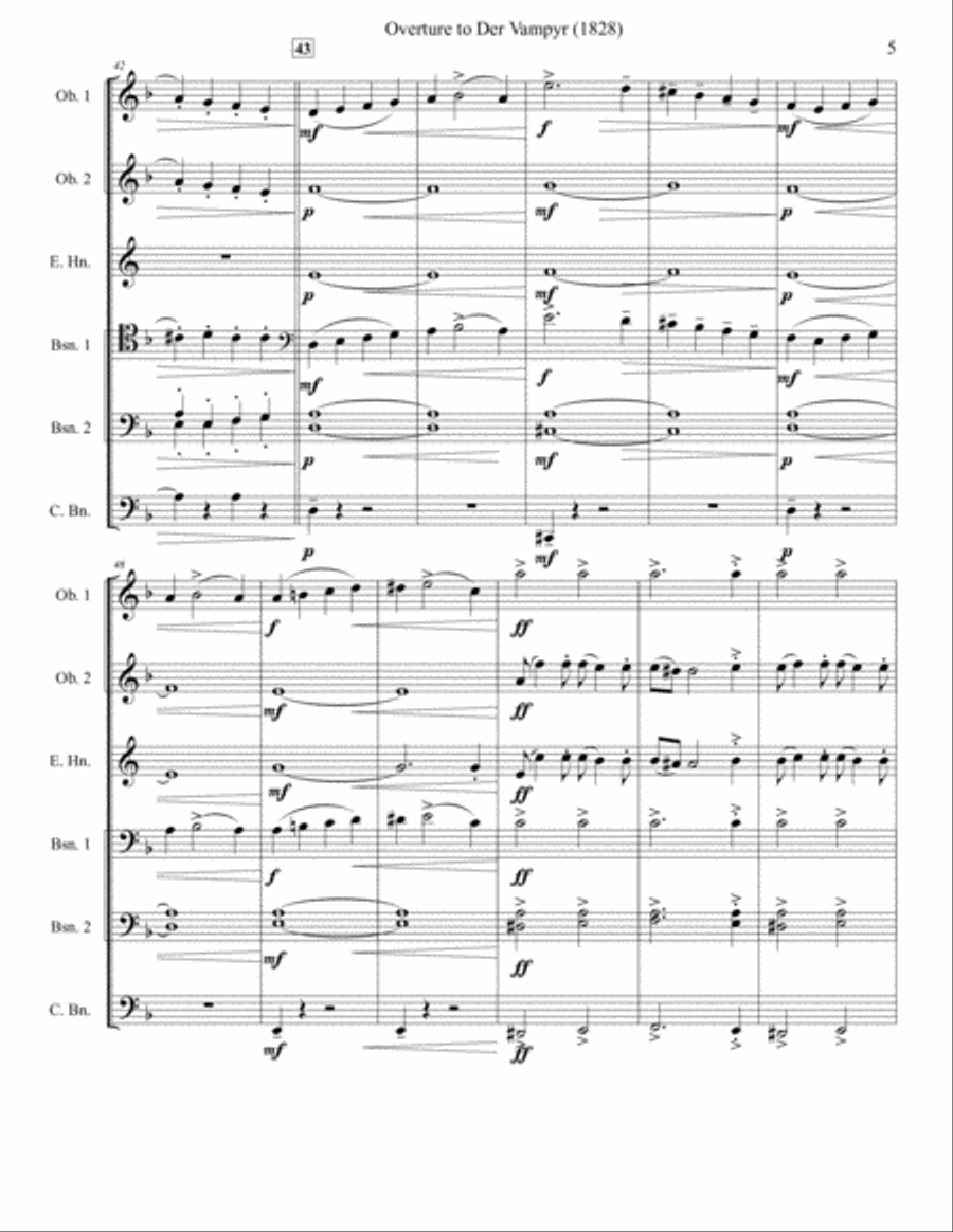 Overture to Der Vampyr (Double Reed Ensemble) Woodwind Ensemble scores gallery preview page 5