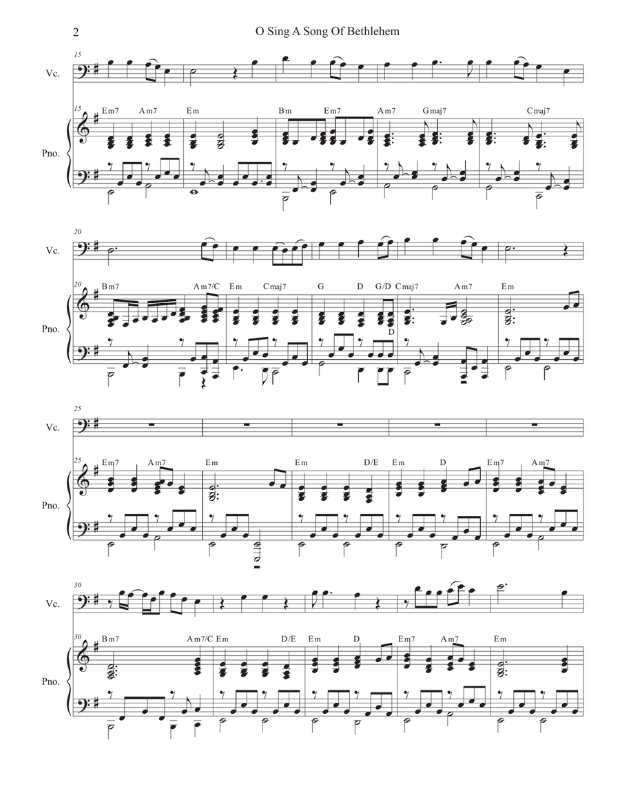 O Sing A Song Of Bethlehem (Cello solo and Piano) Piano scores gallery preview page 3