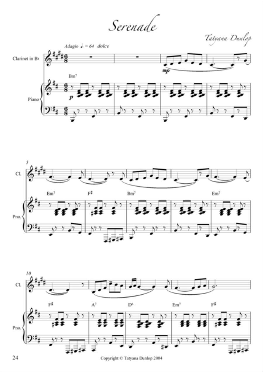 Serenade Serenade Clarinet Solo scores gallery preview page 1