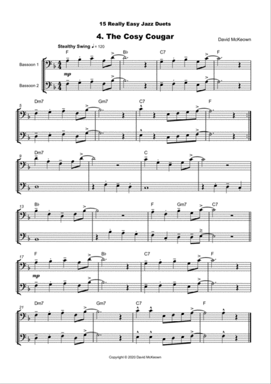 15 Really Easy Jazz Duets for Bassoon Duet Woodwind Duet scores gallery preview page 5
