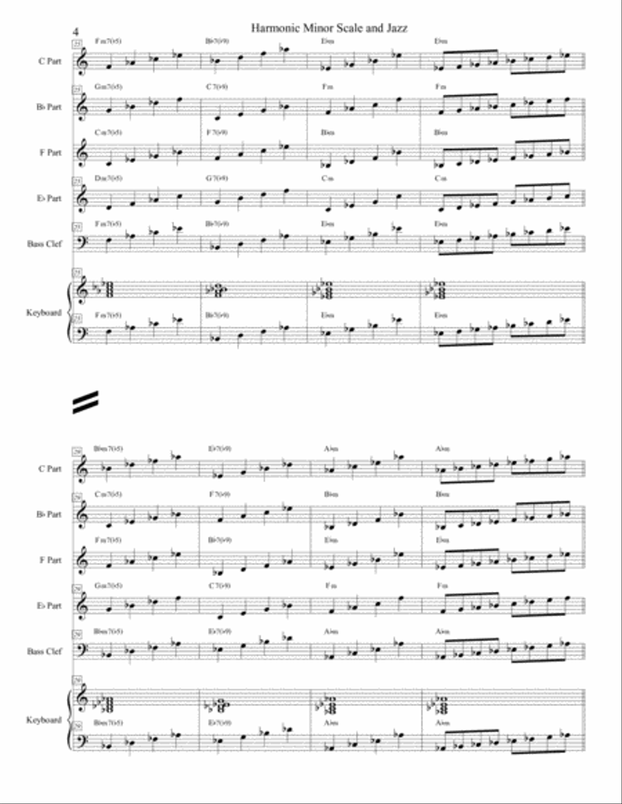 Harmonic Minor Scale and Jazz - Applying jazz theory to the ii-V-i progression in any minor key Jazz Ensemble scores gallery preview page 6
