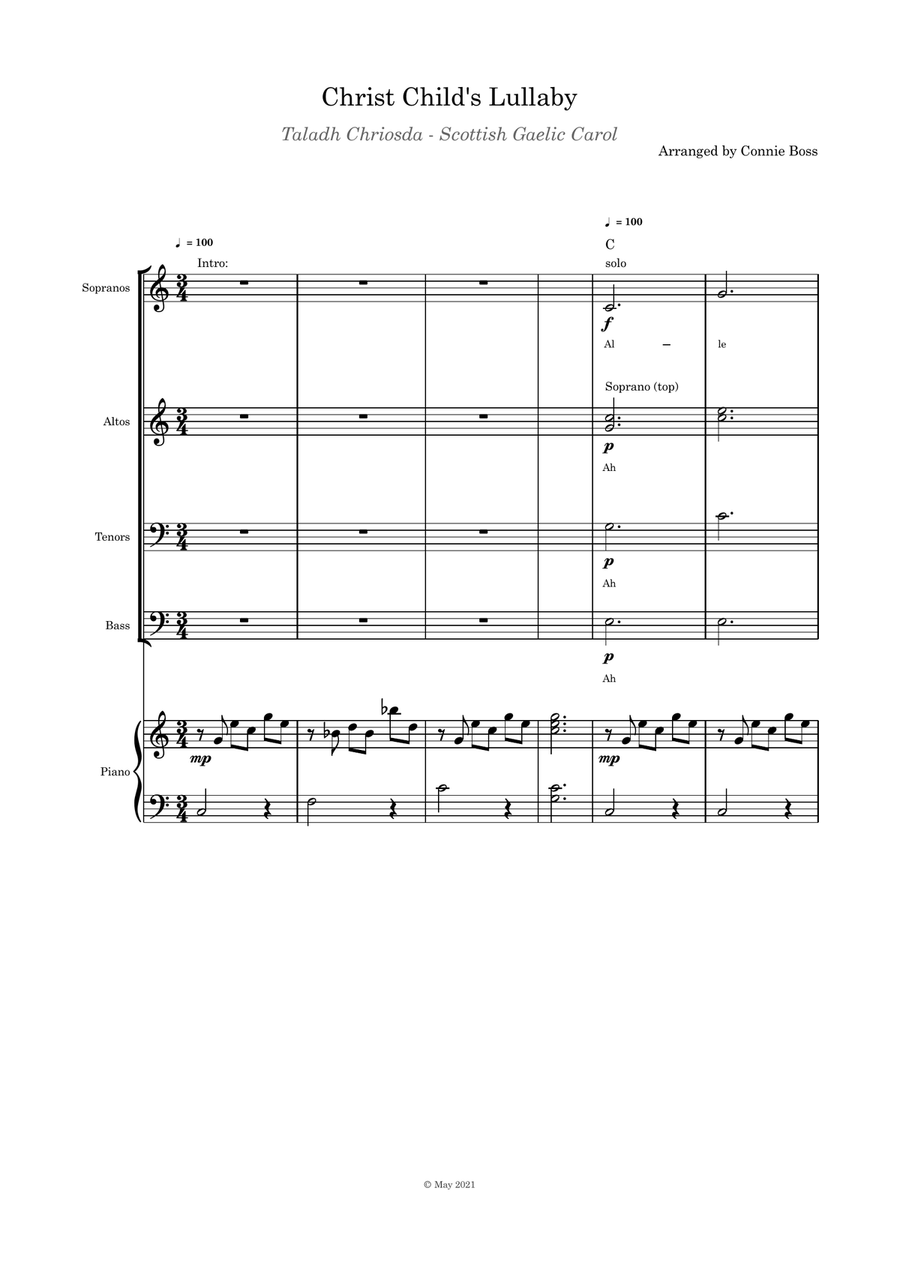 Christ Child's Lullaby (Taladh Chriosda) - SATB and Piano 4-Part scores gallery preview page 1