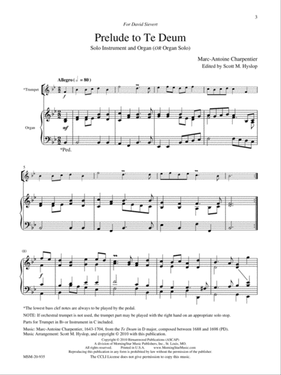 Prelude to Te Deum Trumpet scores gallery preview page 2