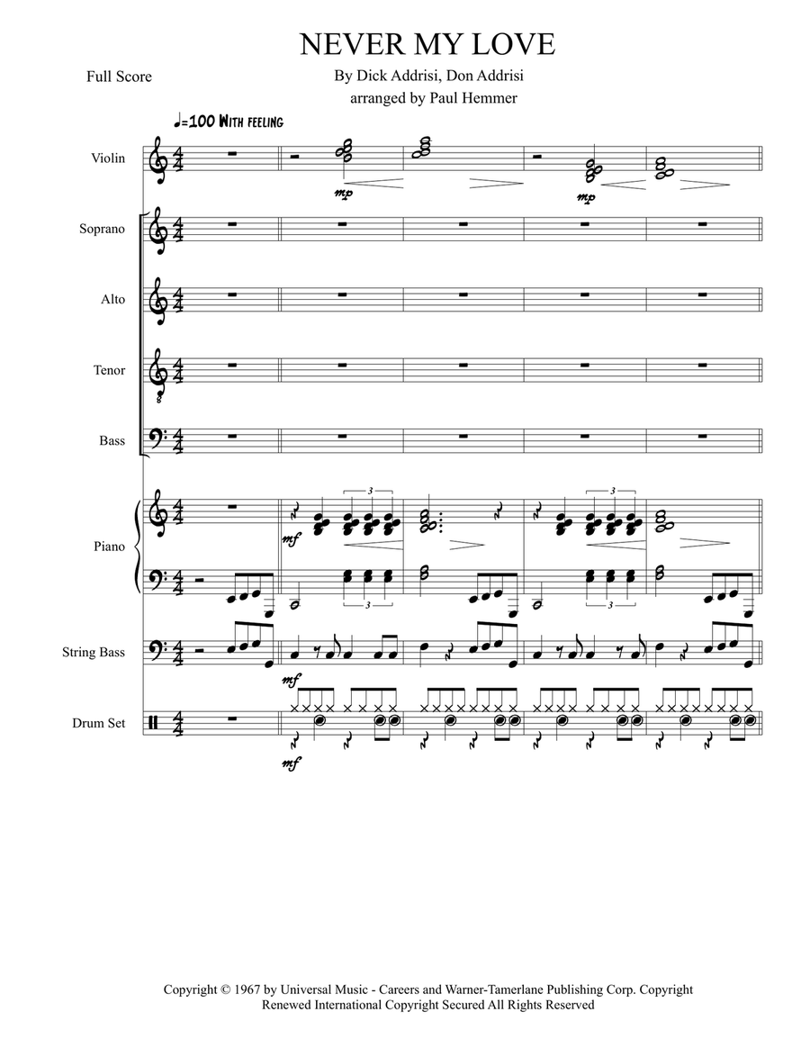 Never My Love Never My Love Divisi scores gallery preview page 1