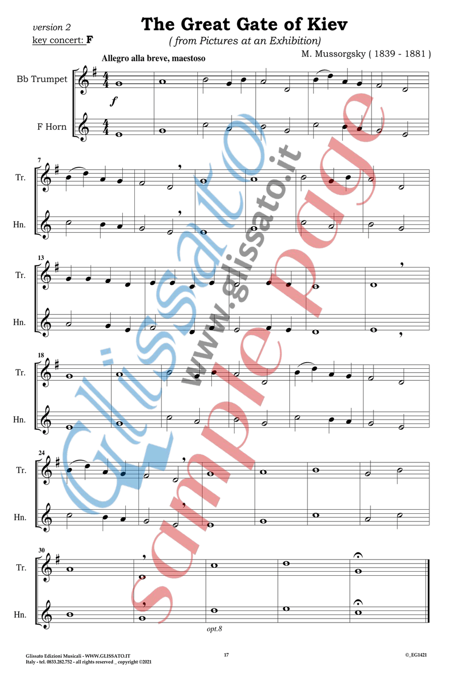 10 Romantic Easy duets for Bb Trumpet and French Horn in F Brass Duet scores gallery preview page 4