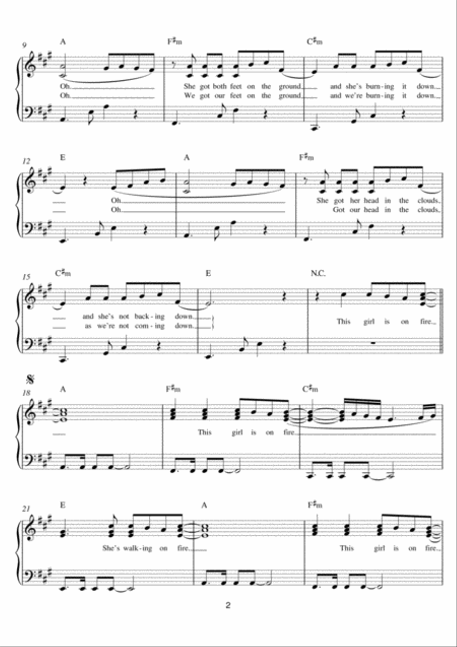 Girl On Fire Easy Piano scores gallery preview page 2