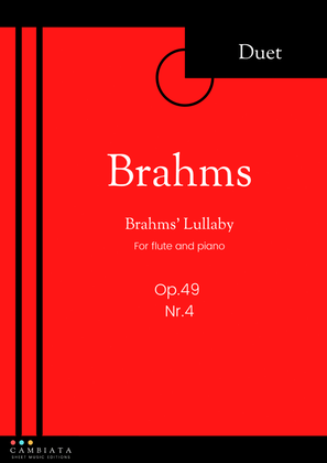 Brahms' Lullaby - Solo flute and piano accompaniment (Easy)