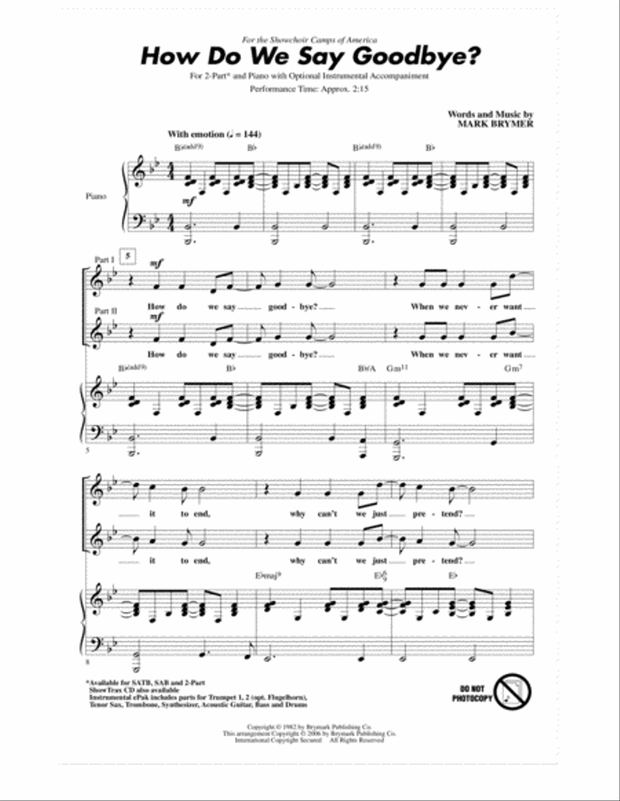 How Do We Say Goodbye 2-Part scores gallery preview page 1