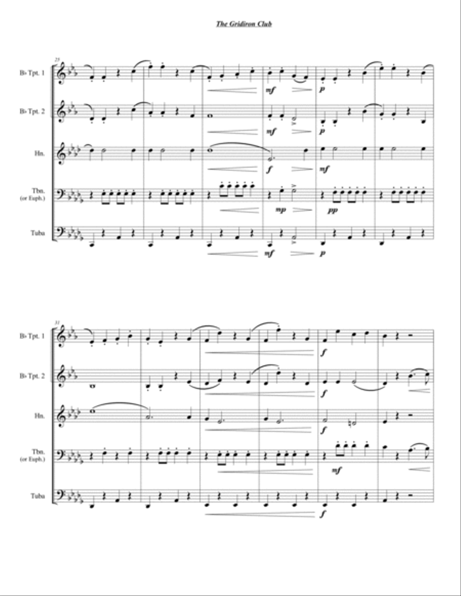 The Gridiron Club Brass Quintet scores gallery preview page 5