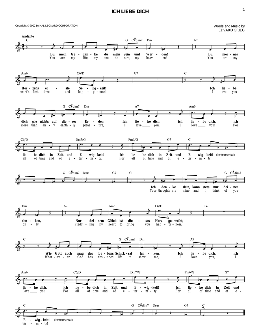 Ich Liebe Dich Ich Liebe Dich Piano scores gallery preview page 1