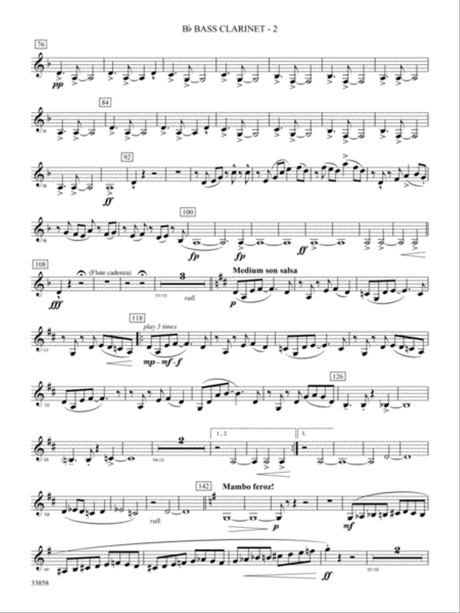 Danzas Cubanas: B-flat Bass Clarinet Concert Band scores gallery preview page 2