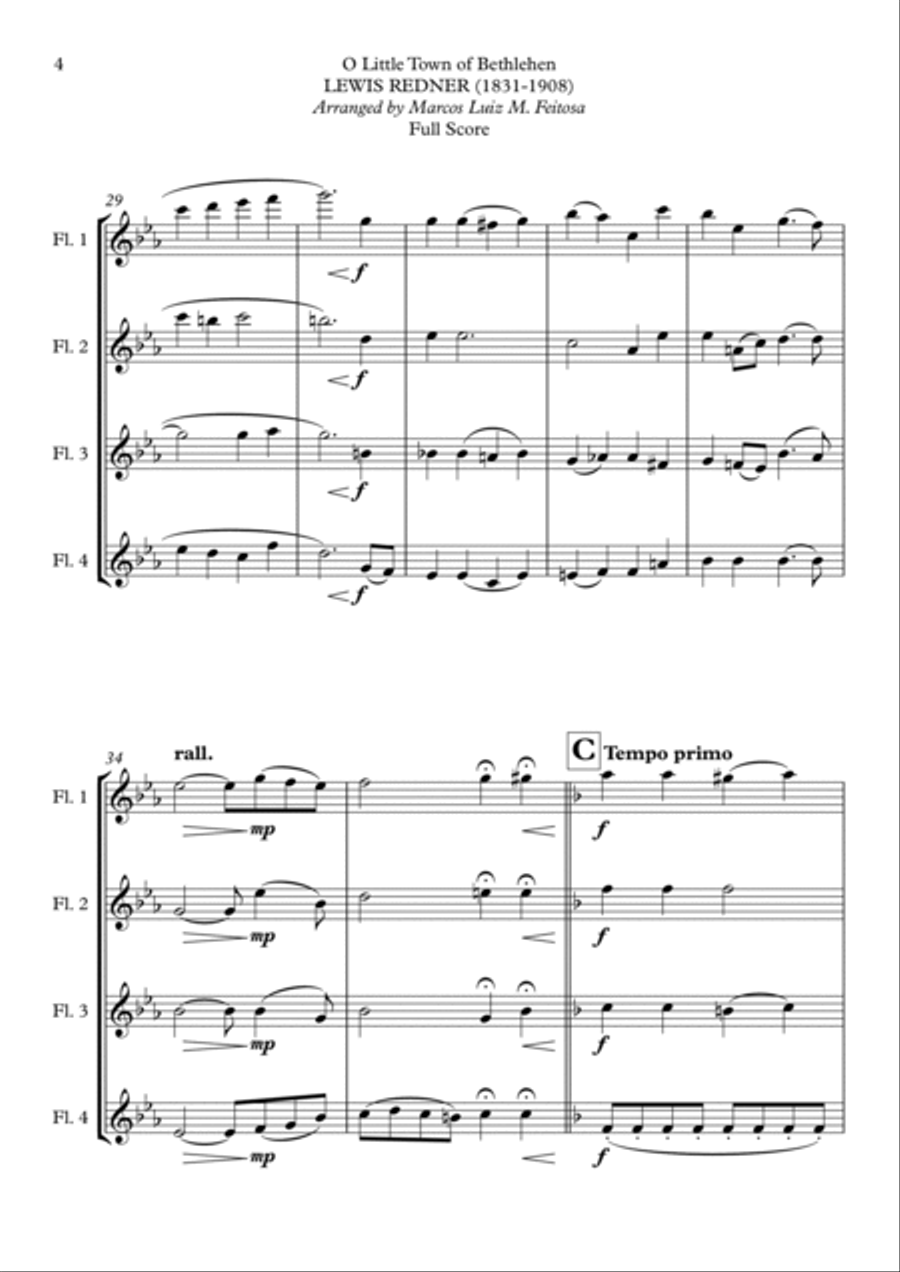 O Little Town of Bethlehem - Flute Quartet O Little Town of Bethlehem - Flute Quartet Flute Quartet scores gallery preview page 6