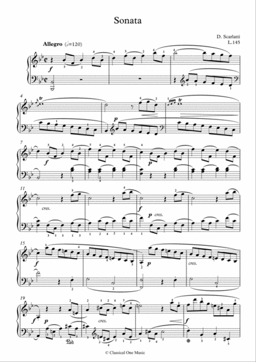 Scarlatti-Sonata in B-Major L.145 K.272(piano) Piano Solo scores gallery preview page 2