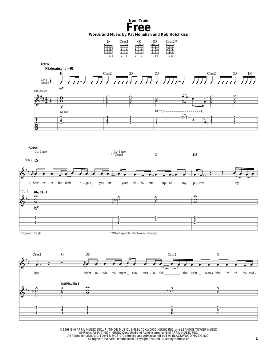 Free Free Acoustic Guitar scores gallery preview page 1