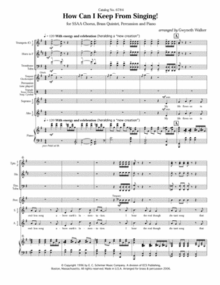 How Can I Keep from Singing? (Downloadable SSAA Brass Version Full Score)