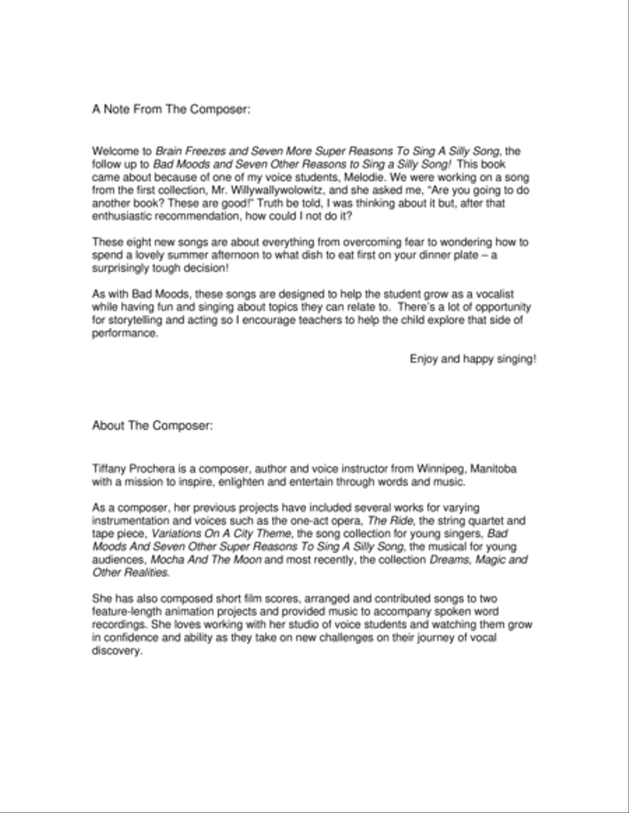 Brain Freezes And Seven More Silly Reasons To Sing A Silly Song Voice Solo scores gallery preview page 2