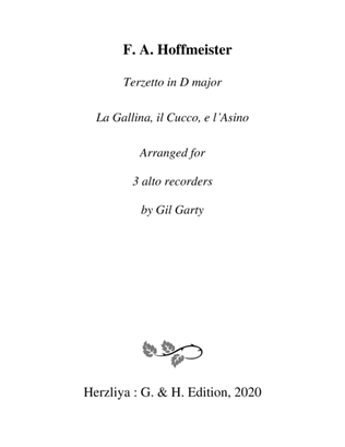 Terzetto for 3 flutes in D major "La Gallina, il Cucco e l'Asino" (arrangement in F major for 3 alto