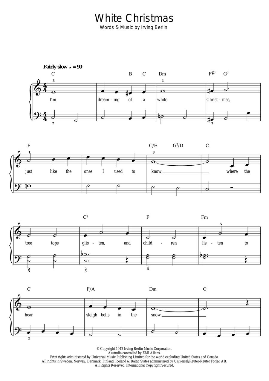 White Christmas Easy Piano scores gallery preview page 1