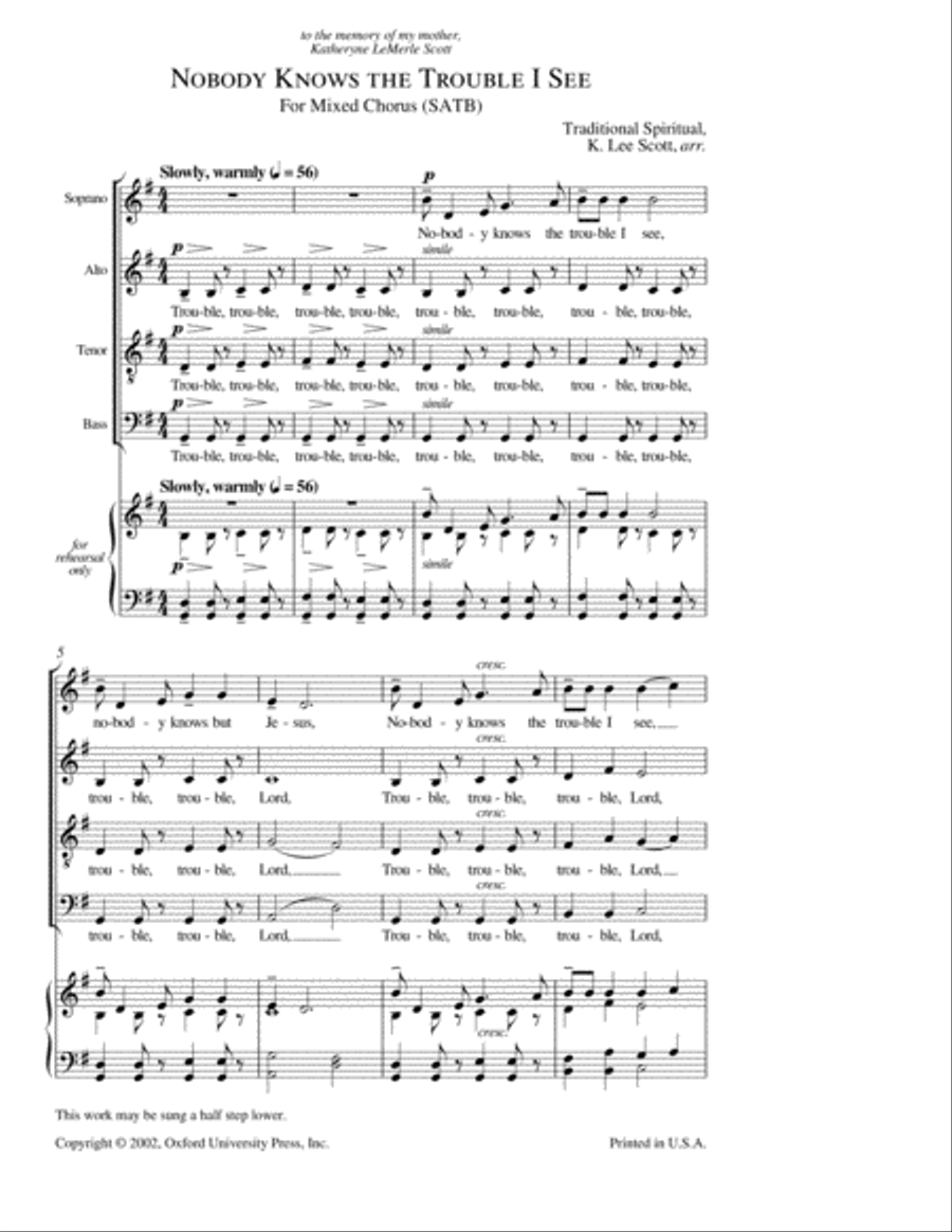 Nobody knows the trouble I see 4-Part scores gallery preview page 2