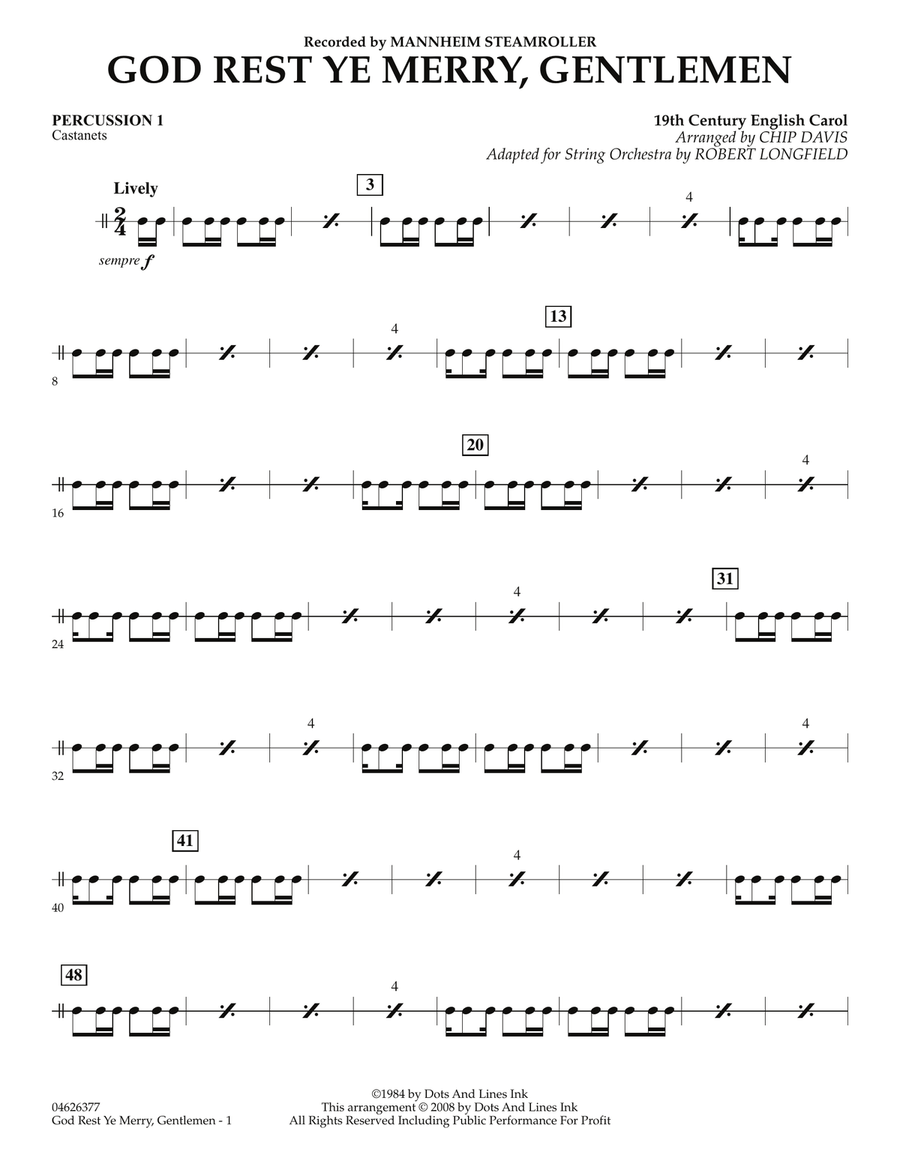 God Rest Ye Merry, Gentlemen - Percussion 1 Orchestra scores gallery preview page 1
