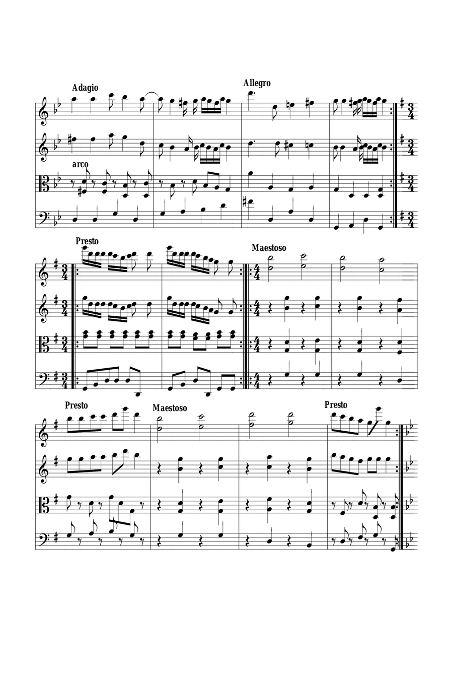 Brahms Hungarian Dance Number 5 arranged for string quartet String Quartet scores gallery preview page 4