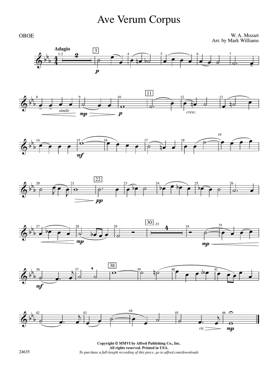 Ave Verum Corpus: Oboe
