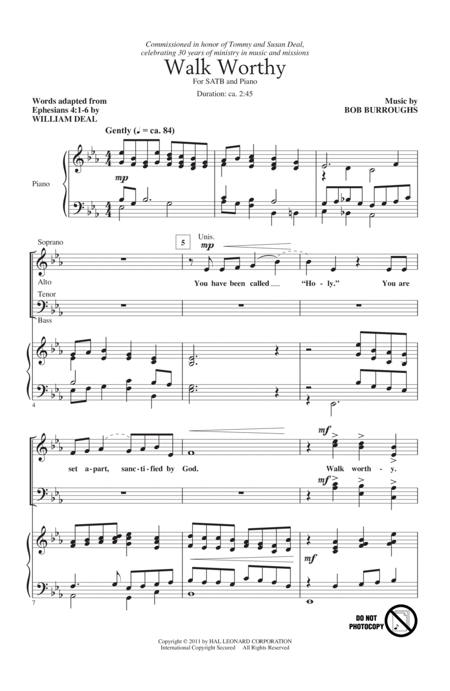 Walk Worthy Walk Worthy 4-Part scores gallery preview page 1
